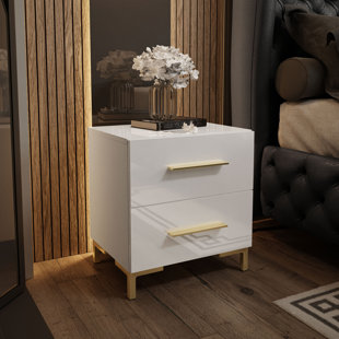 Wayfair white and gold outlet nightstand